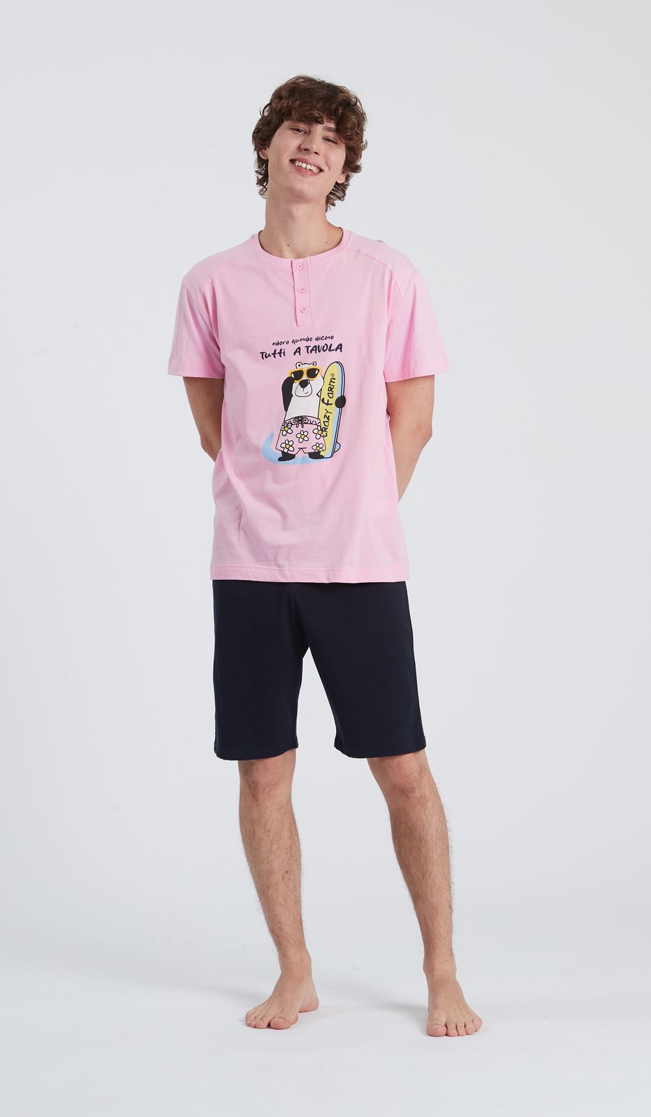 Pigiama Serafino MM Tutti a Tavola per Notte Comfort e Stile 100% Cotone