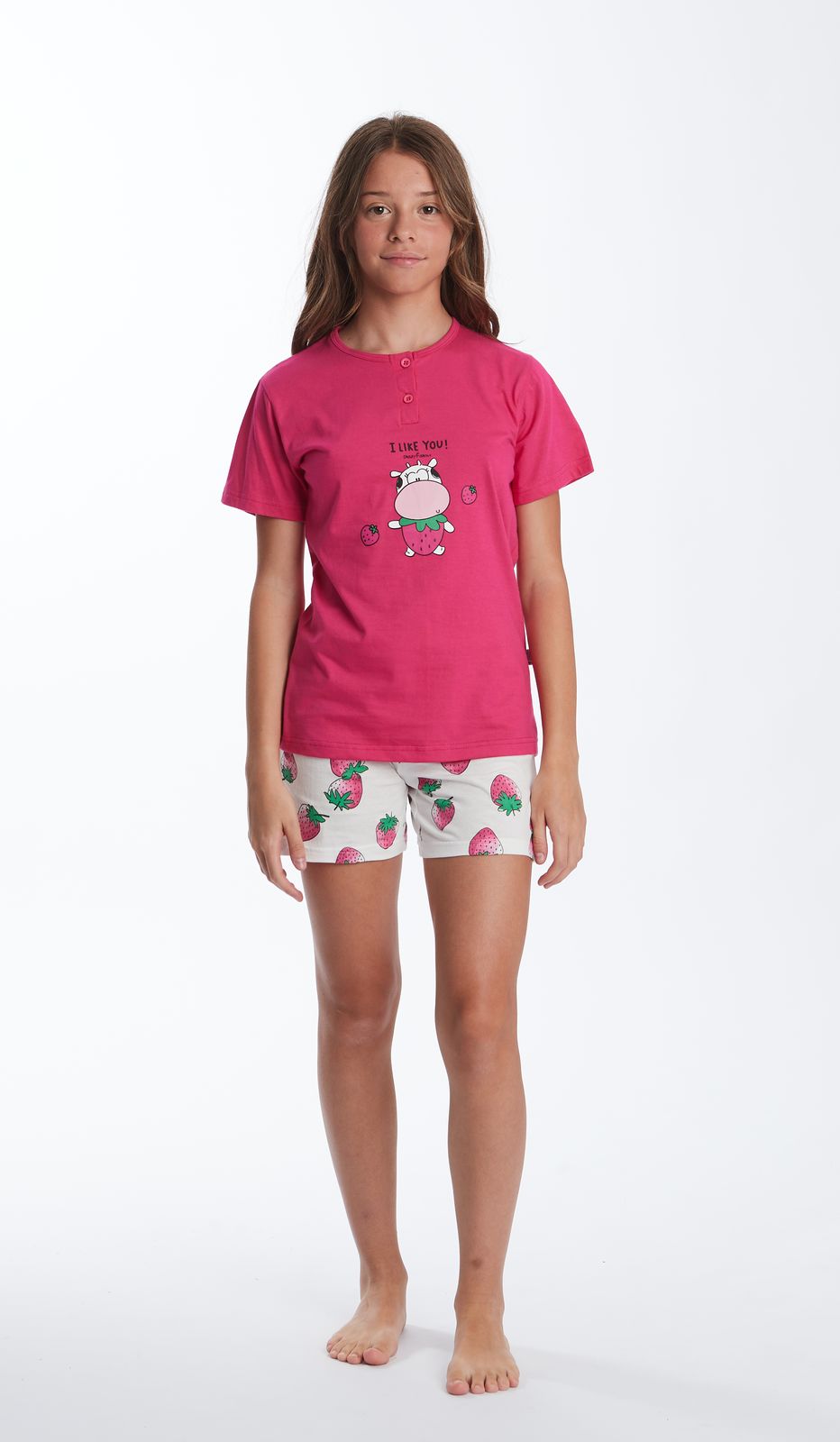 Pigiama Serafino MM Kid Fragola per Ragazze: Sogni Zuccherini in 100% Cotone Confortevole!